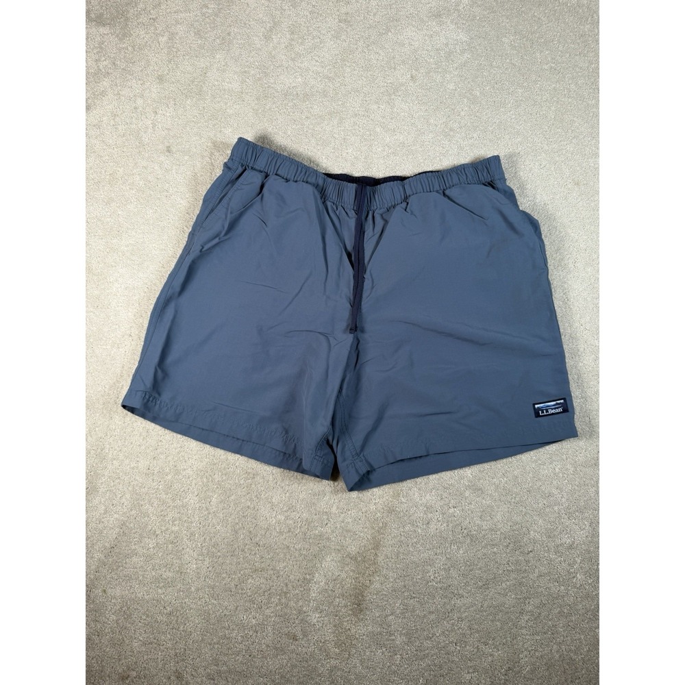 LL Bean Sport Shorts Mens‎ XL Blue Lined Swim Gym Training Workout Modern Fit 7"